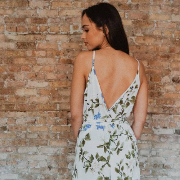 NWT Leg Slit Floral Jumpsuit - Picture 5 of 6